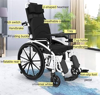Amazon.co.jp: 医療用フルリクライニング車椅子、軽量折りたたみ